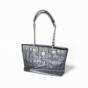Christian Lacroix Black Quilted Tote with Gold Accents